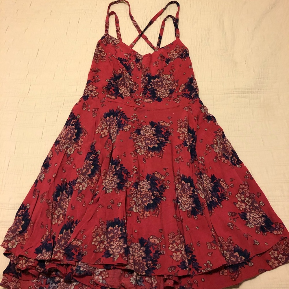 Lovely floral dress with red background